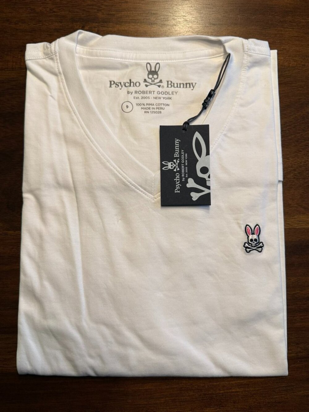 NWT $70 Psycho Bunny Shirt Mens Size 9 Classic White V Neck Graphic Tee 3XL - Picture 2 of 5